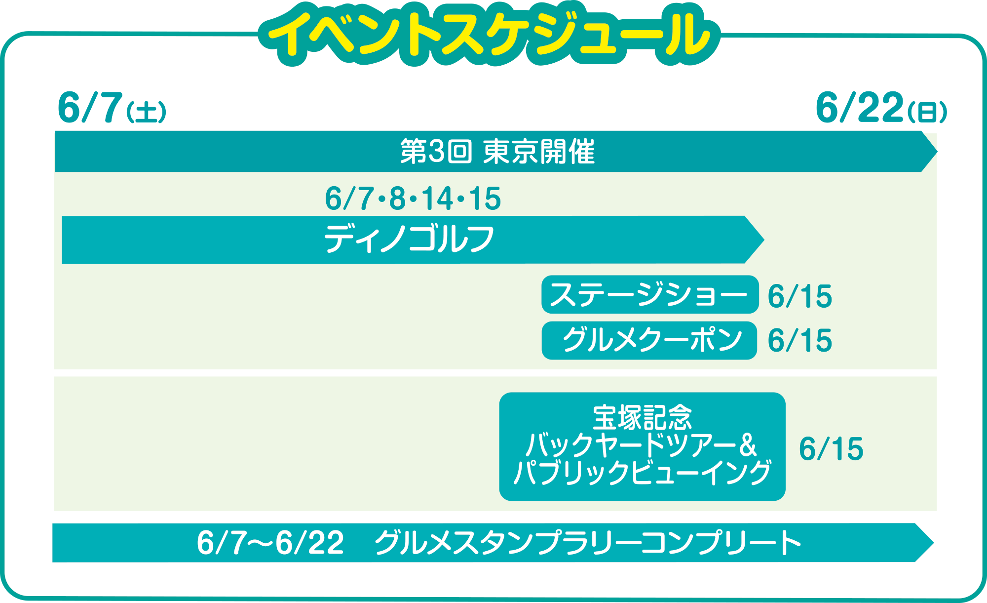 
6/7iyj`6/22ij
3 J    
6/7E8E14E15@fBmSt
6/15@Xe[WV[    
6/15@ON[|
6/15@ˋLOobN[hcA[pubNr[CO    
6/7`6/22@OX^v[Rv[g  
